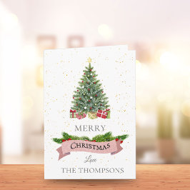 ホワイトエレガントピフェイクンクグリッターメリークリスマス ノートカード