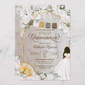 ホワイトエレガントフローラウエスタンシャルロキンセアニェライン 招待状 (正面/裏面)