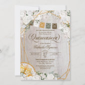 ホワイトエレガントフローラウエスタンシャルロキンセアニェライン 招待状 (正面)