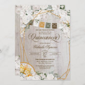 ホワイトエレガントフローラウエスタンシャルロキンセアニェライン 招待状 (正面/裏面)