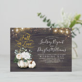 ホワイトエレガントフローラカボチャ秋インラブズ結婚ズ 箔招待状 (立ち正面)