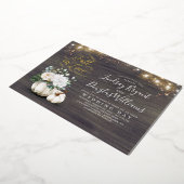 ホワイトエレガントフローラカボチャ秋インラブズ結婚ズ 箔招待状 (回転した状態)