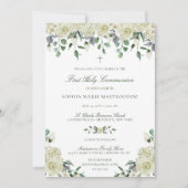 ホワイトエレガントフローラガールズ・ファースト・コミューン 招待状 (正面)