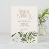 ホワイトエレガントフローラグリーンリーブライダルシャワー 招待状 (スタンド正面)