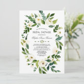 ホワイトエレガントフローラネイビーブルーブライダルシャワー 招待状 (スタンド正面)