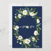 ホワイトエレガントフローラネイビーブルーブライダルシャワー 招待状 (裏面)