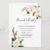 ホワイトエレガントフローラブライダルシャワーブランチ&バブリー 招待状 (正面/裏面)