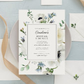 ホワイトエレガントフローラブーケブライダルシャワー 招待状