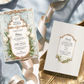 ホワイトエレガントフローラヴィンテージパールブライダルシャワー 招待状