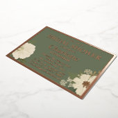 ホワイトエレガントフローラ開花ブライダルシャワーグリーン 箔招待状 (回転した状態)