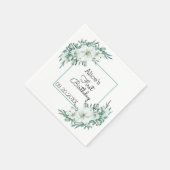 ホワイトエレガントマグノリアグリーンリーフローラ1st誕生日 スタンダードカクテルナプキン (角)