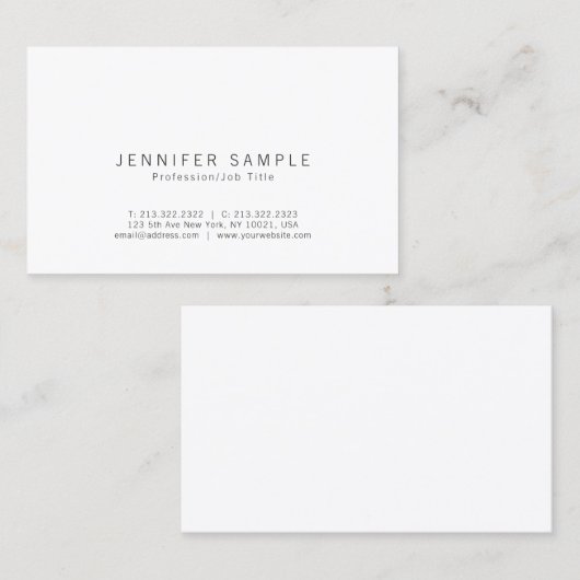 ホワイトエレガントモダンシンプルプロフェッショナル 名刺 (正面/裏面)