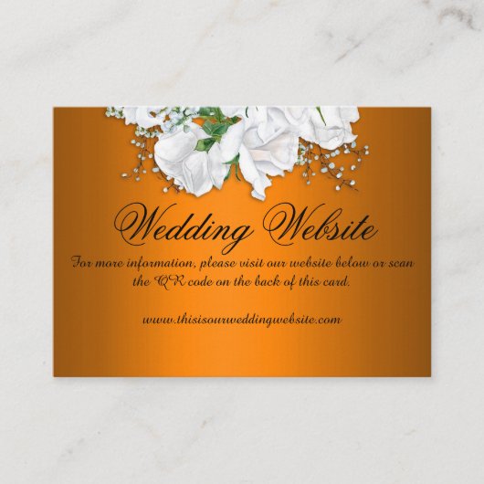 ホワイトエレガントローゼとタンジェリンの結婚ウェブサイト エンクロージャーカード (正面)