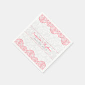 ホワイトエレガントヴィンテージダマスピンクレース スタンダードカクテルナプキン (角)