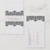 ホワイトエレガントヴィンテージダマスブラックレース 名刺 (正面/裏面)