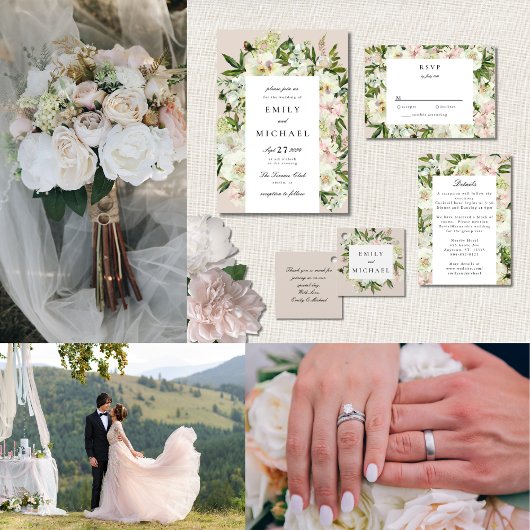 ホワイトエレガント赤面牡丹庭園の結婚式 プログラム