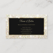 ホワイトエレガント金ゴールドグリッターブラックおよび金ゴールドサロン 名刺 (裏面)