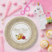 ホワイトエレガント金ゴールドグリッターユダヤ人ロシュハシャナ ペーパープレート (パーティー)