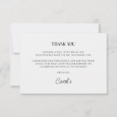 ホワイトエレガント金ゴールドパール&プロセッコブライダルシャワー サンキューカード (裏面)