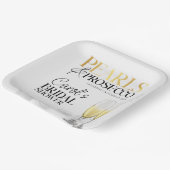 ホワイトエレガント金ゴールドパール&プロセッコブライダルシャワー ペーパープレート (傾斜あり)