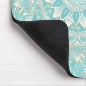 ホワイトエレガント金ゴールドマンダラスカイブルーデザイン マウスパッド (コーナー)