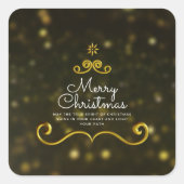 ホワイトエレガント金ゴールドメリークリスマスプレゼント スクエアシール (正面)