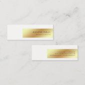 ホワイトエレガント金ゴールドモダンプロフェッショナルシックシンプル スキニー名刺 (正面/裏面)