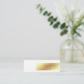 ホワイトエレガント金ゴールドモダンプロフェッショナルシックシンプル スキニー名刺 (スタンド正面)