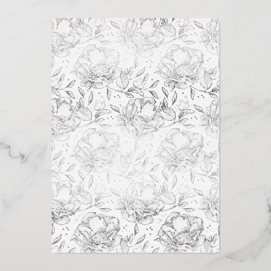 ホワイトエレガント金ゴールド植物学ブライダルシャワー 箔招待状 (裏面)