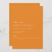 ホワイトエレガント&オレンジ婚約招待状 招待状 (正面/裏面)