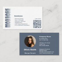 ホワイトエレガント&グレーマッサージ名刺