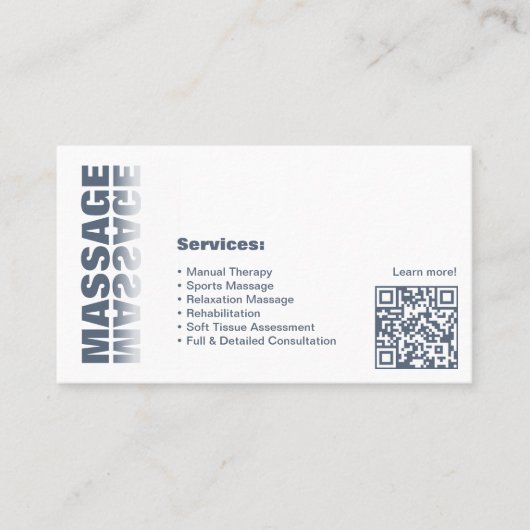 ホワイトエレガント&グレーマッサージ名刺 ロイヤリティカード (正面)