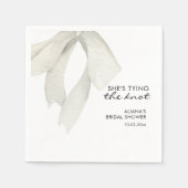 ホワイトエレガント シーズ タイング ザ ノット ブライズシャワー スタンダードカクテルナプキン (正面)