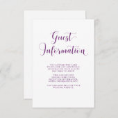 ホワイトエレガント&パープルタイポグラフィゲスト詳細 エンクロージャーカード (正面/裏面)