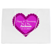 ホワイトエレガント&ピンクハートハッピー1周年記念 ラージペーパーバッグ (正面)