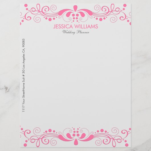ホワイトエレガント&ピンクフローラレース レターヘッド (正面)