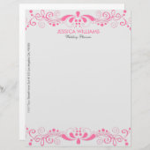 ホワイトエレガント&ピンクフローラレース レターヘッド (正面/裏面)