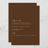 ホワイトエレガント&ブラウン婚約招待状 招待状 (正面/裏面)