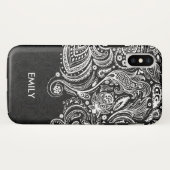 ホワイトエレガント&ブラックフローラペイズリーレース2 Case-Mate iPhoneケース (裏面(横))