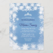 ホワイトエレガント&ブルークリスマスミクリン招待状 招待状 (正面/裏面)