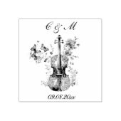 ホワイトエレガント&ブルーヴァイオリン結婚ズ ラバースタンプ (インプリント)