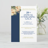 ホワイトエレガント&ブルー王室の年間資金調達者ガラ 招待状 (スタンド正面)