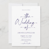 ホワイトエレガント&ブルー結婚式招待状 招待状 (正面)