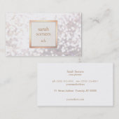 ホワイトエレガント《写真》ぼけ味グリッターシック金ゴールドプラーク 名刺 (正面/裏面)