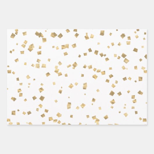 ホワイトエレガント&金ゴールドクリスマスホリデー ラッピングペーパーシート (正面3)