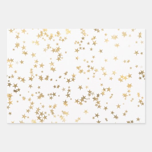 ホワイトエレガント&金ゴールドクリスマスホリデー ラッピングペーパーシート (正面2)