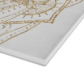 ホワイトエレガント&金ゴールドマンダラハンドドローデザイン カッティングボード (角)