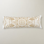 ホワイトエレガント&金ゴールドマンダラハンドドローデザイン ボディピロー (裏面)
