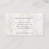 ホワイトエレガント&金ゴールドマーブルモノグラム 名刺 (裏面)