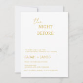 ホワイトエレガント&金ゴールドリハーサルディナー結婚ズ 招待状 (正面)